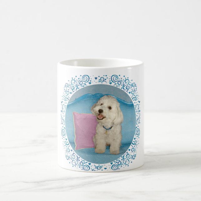 Little Havanese on Turquoise Sofa Coffee Mug (Center)