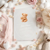 Little Heart Brown Gingham Teddy Bear Baby Shower
