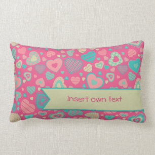 Little heart pattern Popsicle Love with banner Lumbar Cushion