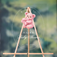 Little Heart Pink Gingham Teddy Bear Baby Shower