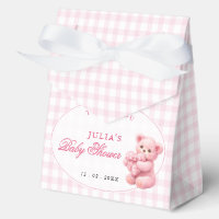 Little Heart Pink Gingham Teddy Bear Baby Shower
