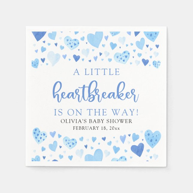 Little Heartbreaker Blue Valentine Baby Shower Napkin (Front)