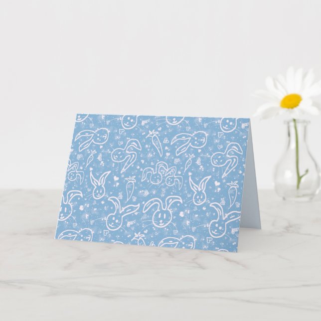 Little Hearts and Bunnies - transparent pattern. Card (Small Plant)