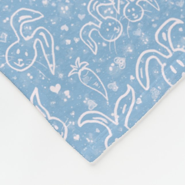 Little Hearts and Bunnies - transparent pattern.   Fleece Blanket (Corner)