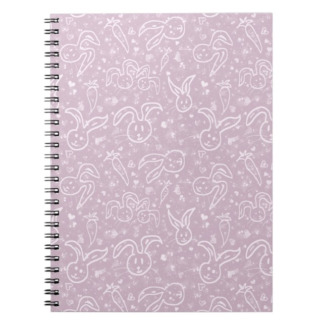 Little Hearts and Bunnies - transparent pattern.   Notebook (Front)