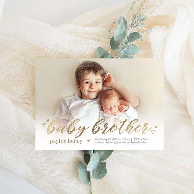 Little Hearts Baby Brother Birth Announcement (Creator Uploaded)