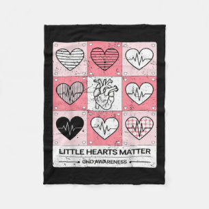 Little Hearts Chd Awareness Heart Anatomy Valentin Fleece Blanket