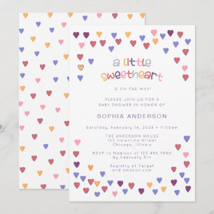 Little hearts Cute Little Sweetheart Baby Shower Invitation