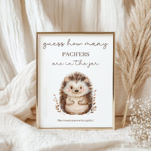 Little Hedgehog Guess How Many Baby Shower Game Poster