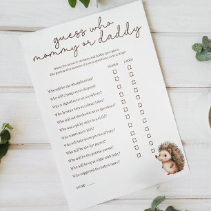 Little Hedgehog Mummy or Daddy Baby Shower Game Poster