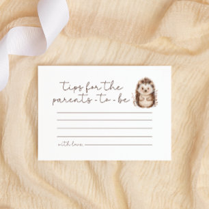 Little Hedgehog Parent Tip Baby Shower Enclosure Card
