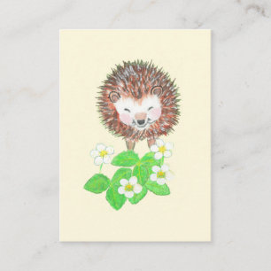 Little Hedgehog & Wild Strawberry Flowers Enclosure Card
