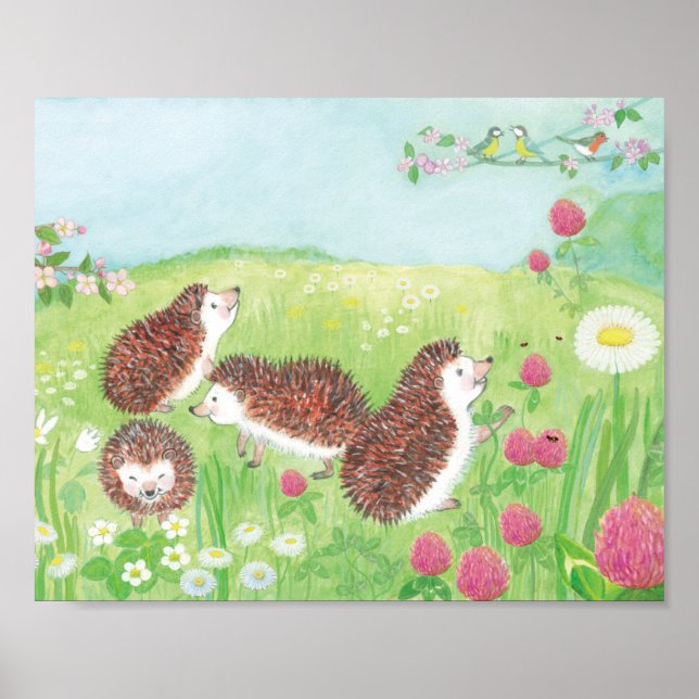 Little Hedgehogs in the Meadow Poster (Front)
