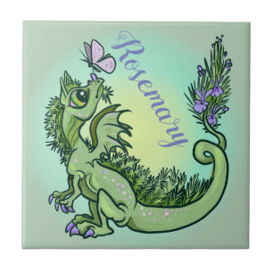 Little herb dragon ~rosemary ceramic tile