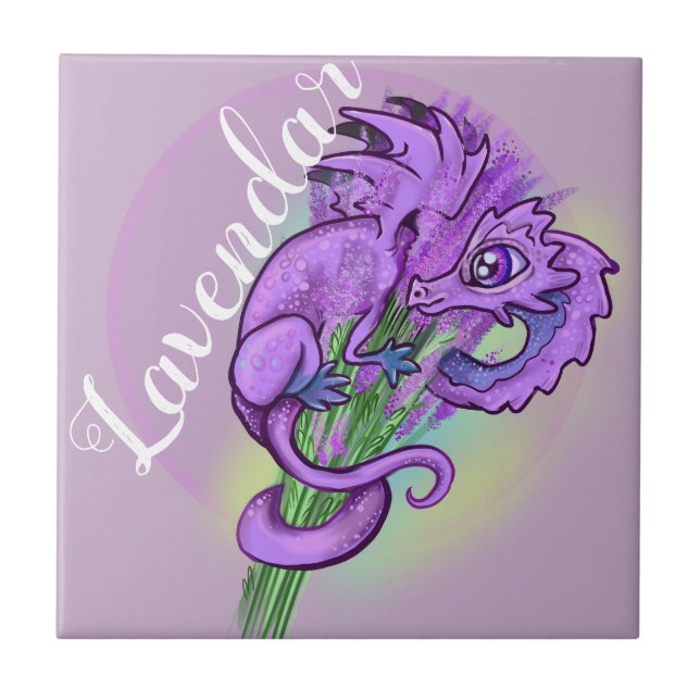 little Herb Garden Dragon Lavendar Ceramic Tile (Front)