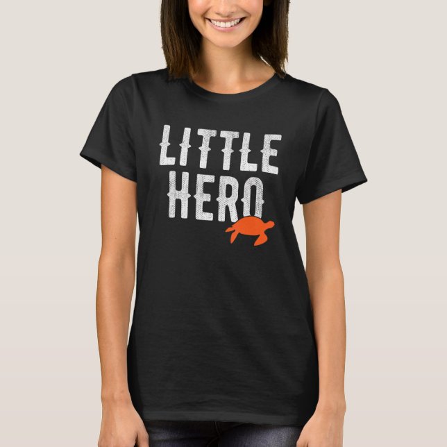 Little Hero   Cute Animal Turtle T-Shirt (Front)
