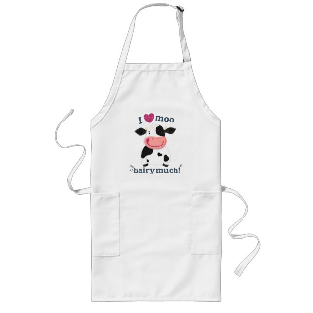 Little Holstein Cow Loves You Very Much! Long Apron (Front)
