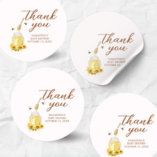 Little Honey Baby Shower Classic Round Sticker