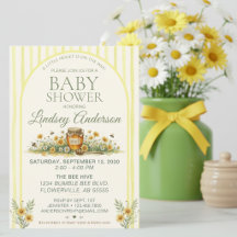 Little Honey Baby Shower Invitation Bee Wildflower