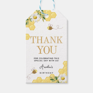 Little Honey Bee 1st Bee-Day Birthday Thank You Gift Tags