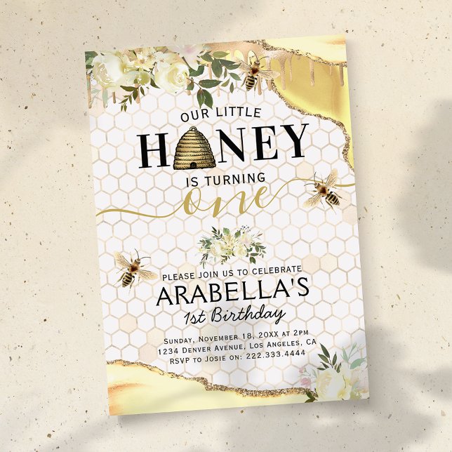 Little Honey Bee 1st Birthday Invitation (Creator Uploaded)