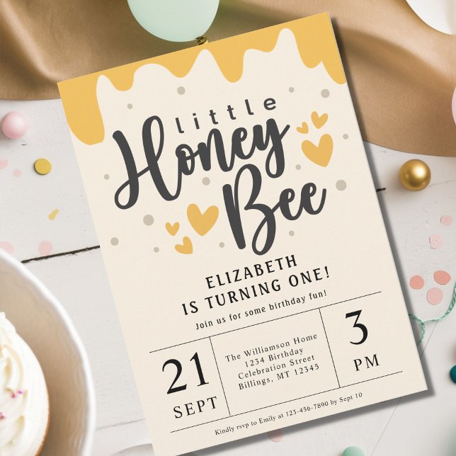 Little Honey Bee 1st Birthday Party  Invitation (Creator Uploaded)