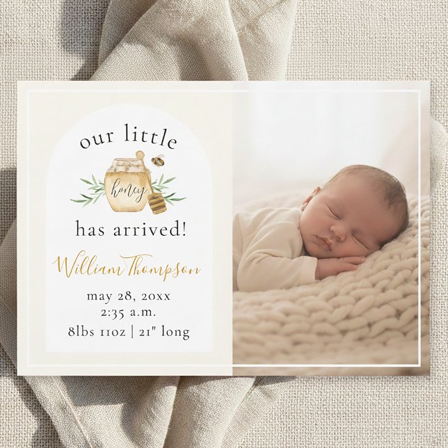 Little Honey Bee Baby Birth Announcement Photo (Creator Uploaded)