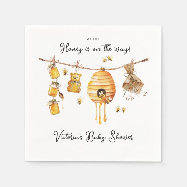 Little Honey Bee Baby Shower clothesline Napkin (Front)