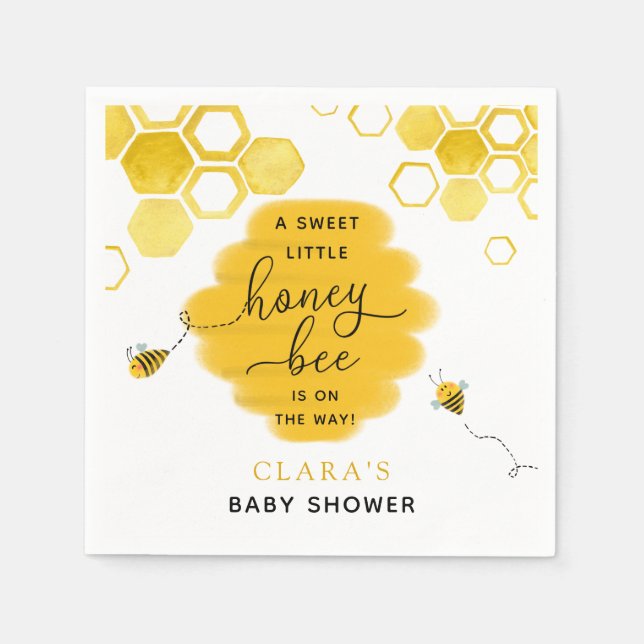 Little Honey Bee Baby Shower Napkins (Front)