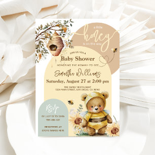 Little honey Bee Bear Baby Shower Invitation