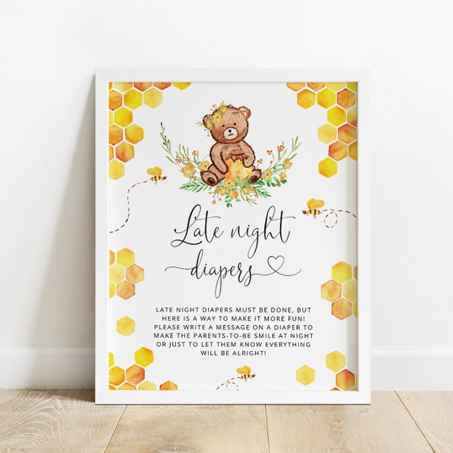 Little honey bee bear Late night diapers Poster (Creator Uploaded)