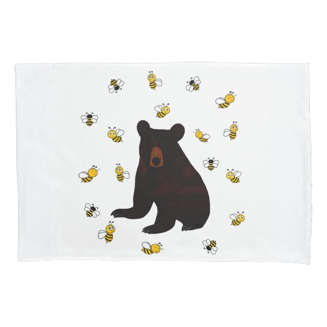 Little Honey Bee Bear Pillowcase (Front)