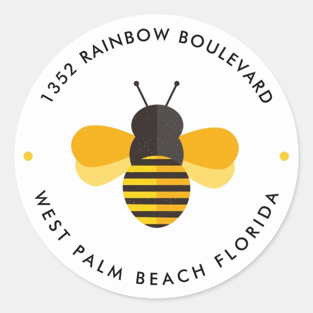  Little Honey Bee Birthday Return Address Classic Round Sticker (Front)