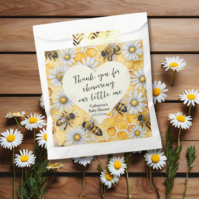 Little Honey Bee Comb Daisy Spring Baby Shower Favour Bag (Creator Uploaded)