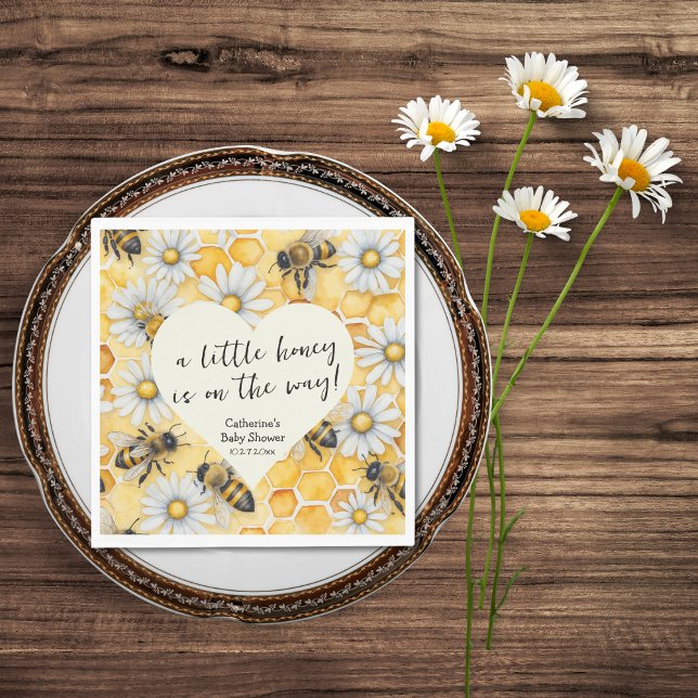 Little Honey Bee Comb Daisy Spring Baby Shower Napkin (Creator Uploaded)