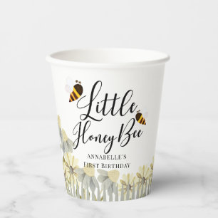 Little Honey Bee Girl Birthday White Paper Cups