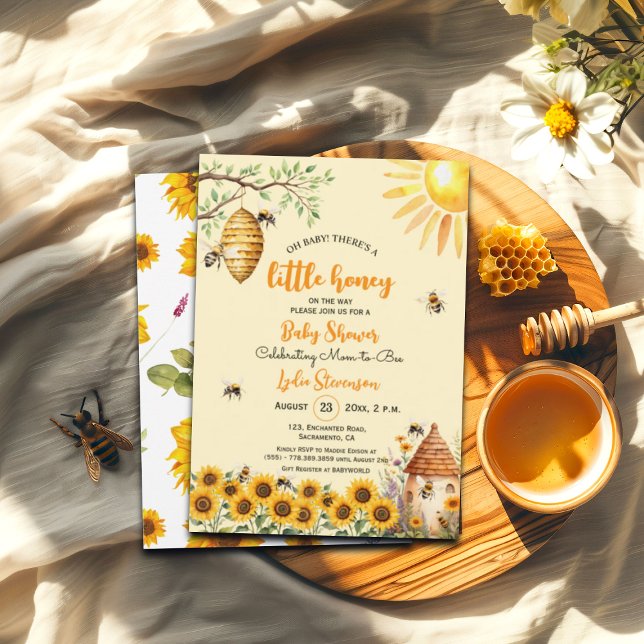 Little Honey Bee Honeycomb Baby Shower Invitation (Creator Uploaded)
