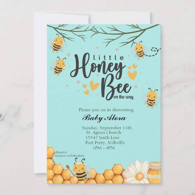 Little Honey Bee Invitation (Front)