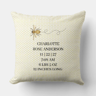 Little Honey Bee On The Way Yellow Baby Shower Cushion