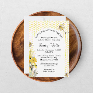 Little Honey Bee On The Way Yellow Baby Shower Invitation
