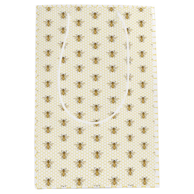 Little Honey Bee On The Way Yellow Baby Shower Medium Gift Bag (Front)