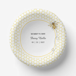 Little Honey Bee On The Way Yellow Baby Shower Paper Plate
