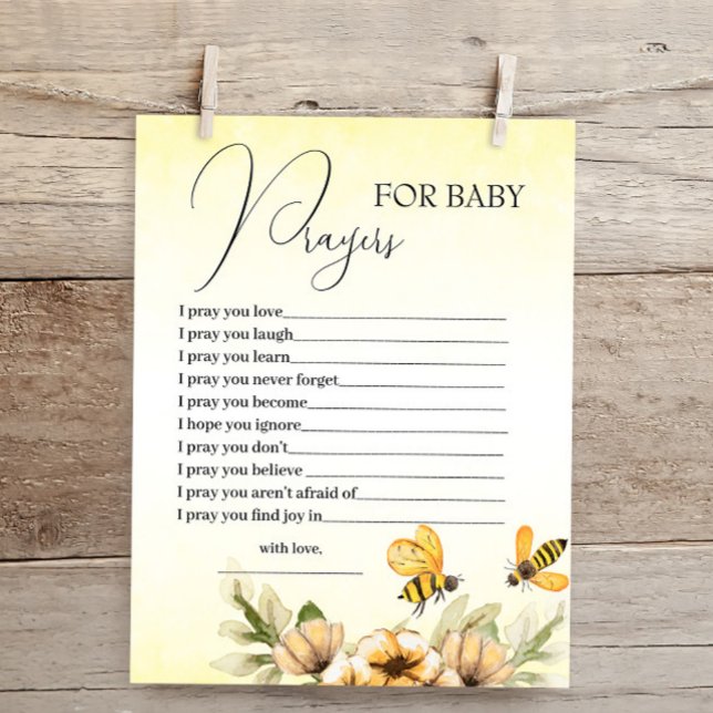 Little Honey Bee Prayers for Baby Shower Card (Creator Uploaded)
