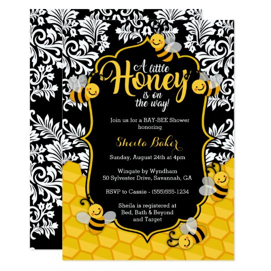 bee themed baby shower invitations