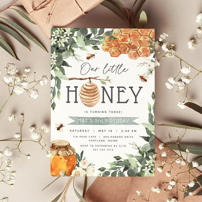 Little Honey | Bee Themed Kids Birthday Party Invitation (Creator Uploaded)