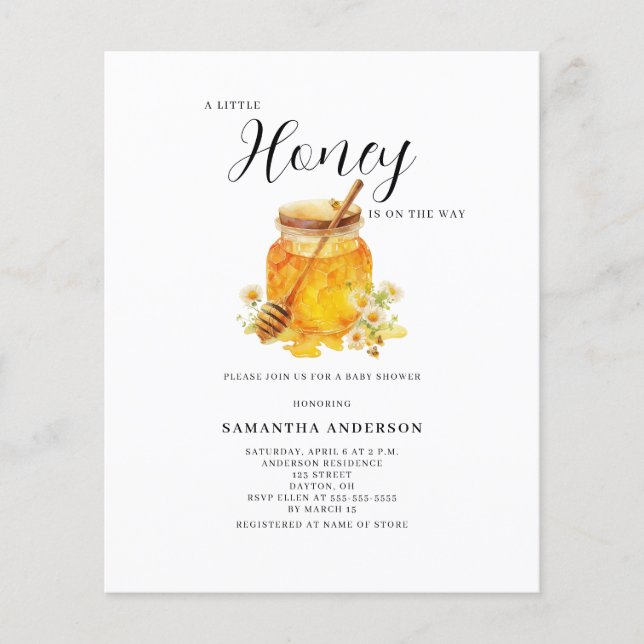 Little Honey Budget Baby Shower Invitation  Flyer (Front)