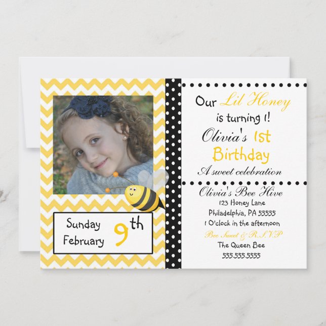 Little Honey Chevron Invitation (Front)