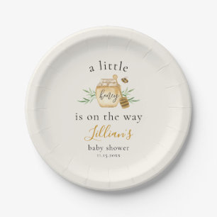 Little Honey Is On The Way Bee Baby Shower Welcome Paper Plate