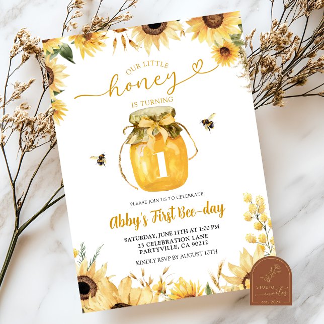 Little Honey is turning one first birthday Invitation (Creator Uploaded)