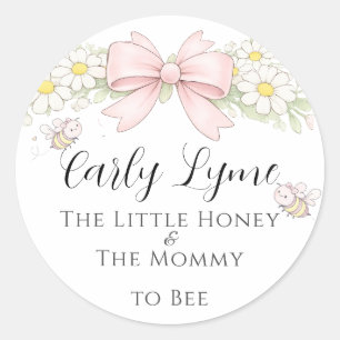 Little Honey Mummy to Bee baby shower add name Classic Round Sticker